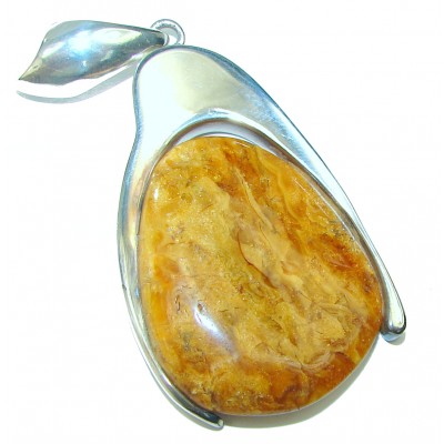 Huge Rough Baltic Amber .925 Sterling Silver handmade Pendant
