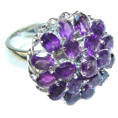 Spectacular genuine Amethyst .925 Sterling Silver Handcrafted Ring size 6