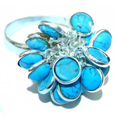 Turquoise Sterling Silver handmade cha cha Ring s. 10