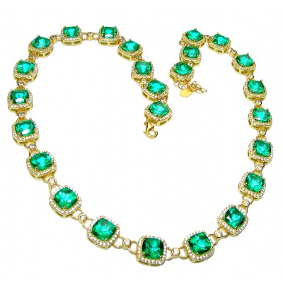 Green Topaz 14K Gold over .925 Sterling Silver handcrafted incredible necklace