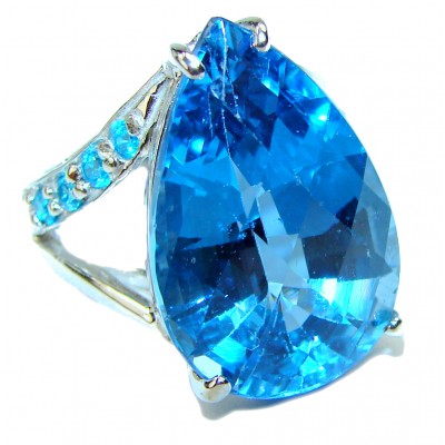 Magic Perfection London Blue Topaz .925 Sterling Silver Ring size 6 1/4