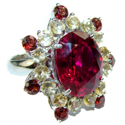 Mesmerizing Vivid Red Topaz .925 Sterling Silver Ring size 6