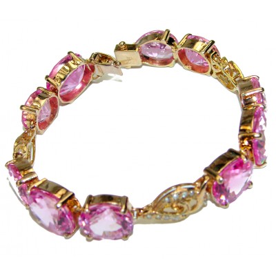 Hot Pink Topaz 14K Rose Gold over .925 Sterling Silver handmade Bracelet