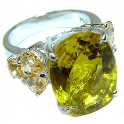 Vivit Yellow Topaz .925 Sterling Silver handcrafted Large ring; s. 6