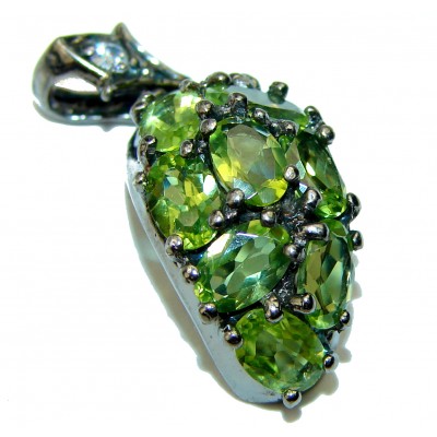 Deluxe authentic Peridot black rhodium over .925 Sterling Silver handmade Pendant