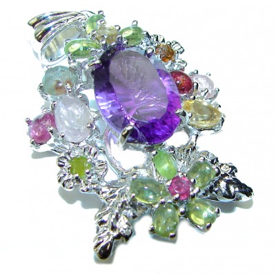 Authentic Amethyst Tourmaline .925 Sterling Silver handcrafted Pendant