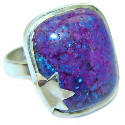 Purple Turquoise .925 Sterling Silver handcrafted ring; s. 10