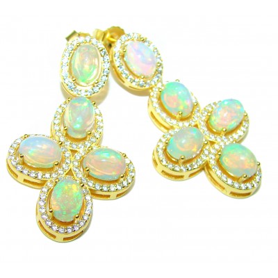 Authentic Ethiopian Opal 14K Gold over .925 Sterling Silver handmade earrings