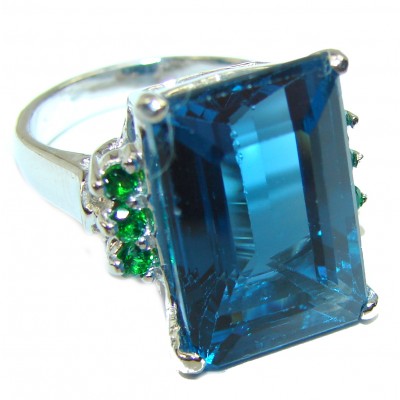 Magic Perfection 22.5 carat London Blue Topaz .925 Sterling Silver Ring size 6