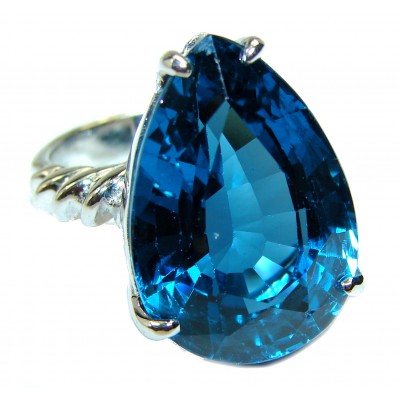 Magic Perfection 26.5 carat London Blue Topaz .925 Sterling Silver Ring size 5 1/2