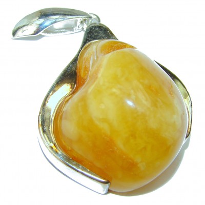 Large Butterscotch Baltic Amber .925 Sterling Silver handmade Pendant