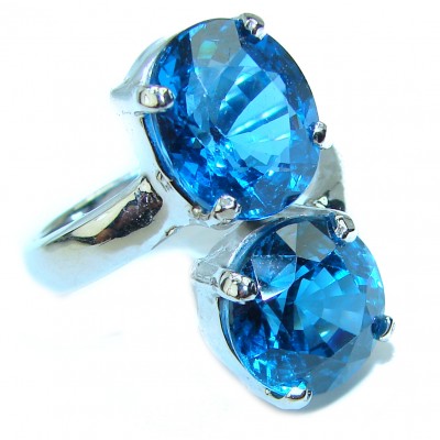 Magic Perfection 18.5 carat London Blue Topaz .925 Sterling Silver Ring size 7 3/4