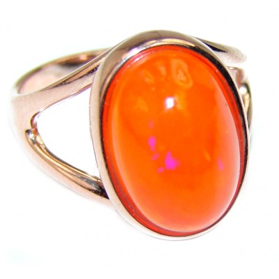 Sun energy Mexican Opal 18K Rose Gold over .925 Sterling Silver handcrafted Ring size 9