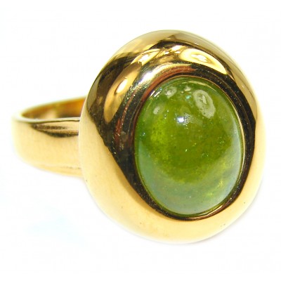 Authentic 11.2ct Green Tourmaline 18k Yellow gold over .925 Sterling Silver brilliantly handcrafted ring s. 8 3/4