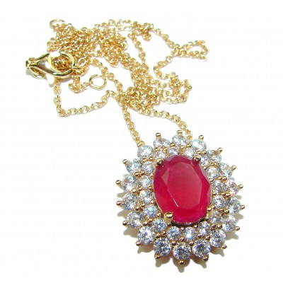 7.5 carat Ruby 14K Gold over .925 Sterling Silver handmade Necklace