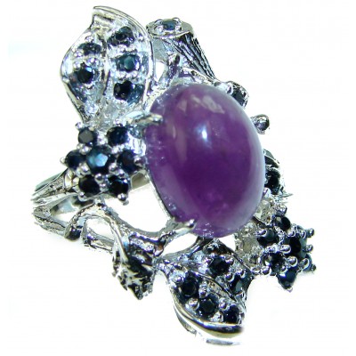 Spectacular Amethyst Sapphire .925 Sterling Silver Handcrafted Ring size 8
