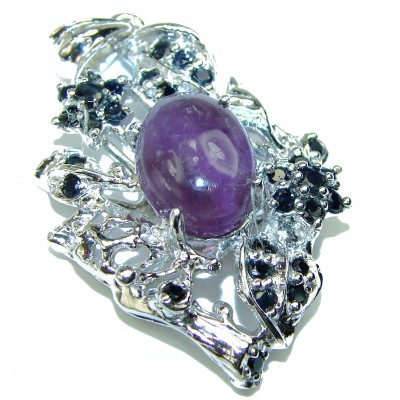 Authentic African Amethyst Sapphire .925 Sterling Silver handcrafted Pendant