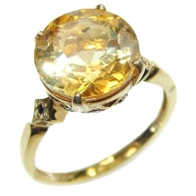 Royal Style 7.5 carat Citrine 14K Gold over .925 Sterling Silver handmade Ring s. 9