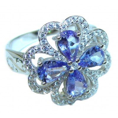 Incredible authentic Tanzanite .925 Sterling Silver handmade Ring size 7