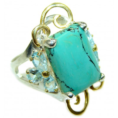 Arizona Beauty authentic Turquoise .925 Sterling Silver large handcrafted Ring size 9