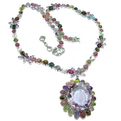 Exquisite Beauty authentic Amethyst Brazilian Tourmaline .925 Sterling Silver handcrafted necklace