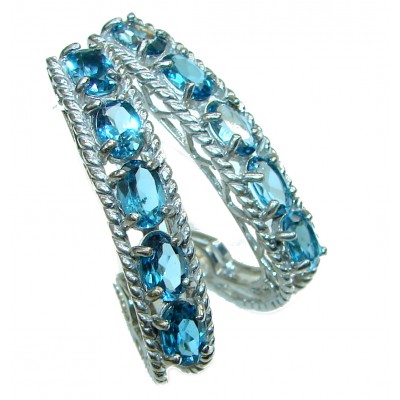 Unusual London Blue Topaz .925 Sterling Silver handcrafted Earrings