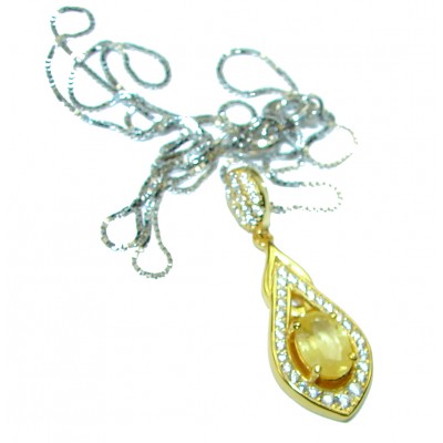 Scarlet Authentic yellow Sapphire .925 Sterling Silver handmade Necklace