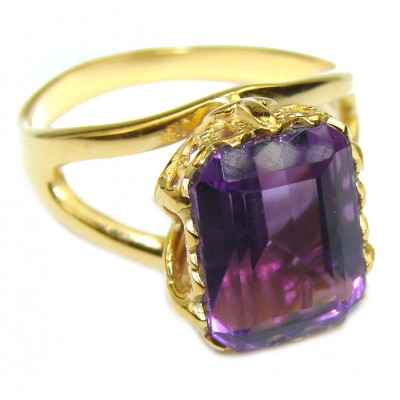 Spectacular 7.5 carat Amethyst 18K Gold over .925 Sterling Silver Handcrafted Ring size 6 1/4