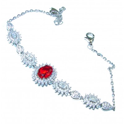 Timeless Treasure Red Topaz .925 Sterling Silver handcrafted Bracelet