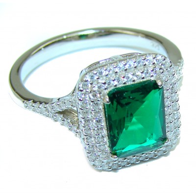 Endless Love Emerald .925 Sterling Silver handmade Ring s. 8 1/2
