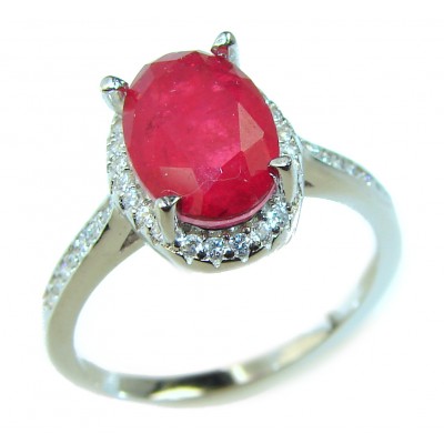 Bernadette Luxurious Ruby .925 Sterling Silver handmade ring size 7