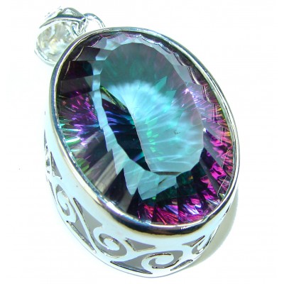 48.5 carat oval cut Mystic Topaz .925 Sterling Silver handcrafted Pendant