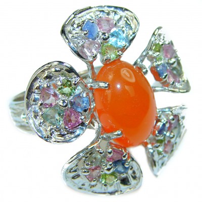 Orange Beauty Power Carnelian .925 Sterling Silver handmade Huge ring s. 8 1/4