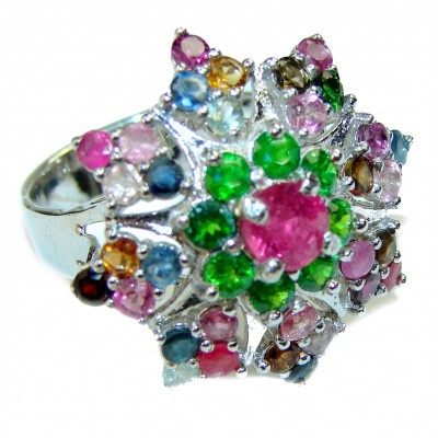 Brazilian Watermelon Tourmaline .925 Sterling Silver Perfectly handcrafted Ring s. 8 1/4