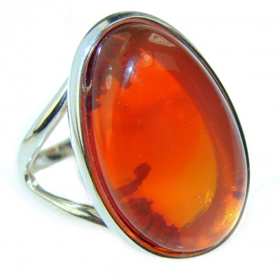 Natural Mexican Fire Opal .925 Sterling Silver handmade ring size 7