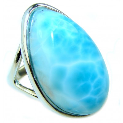 Precious Blue Larimar .925 Sterling Silver handmade ring size 5 3/4