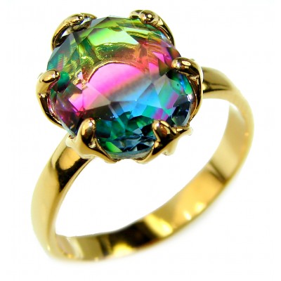 Brazilian Tourmaline 18K Gold over .925 Sterling Silver Perfectly handcrafted Ring s. 7 1/2