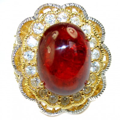 Exceptional Quality Authentic Kasmir Ruby 18K Gold over .925 Sterling Silver handcrafted Ring size 6