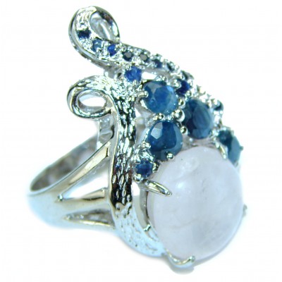 Large 15.2 carat Rose Quartz Sapphire .925 Sterling Silver brilliantly handcrafted ring s. 9