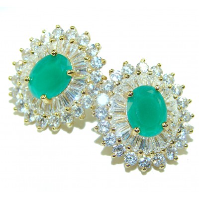 Timeless Treasure genuine Emerald 14K Gold over .925 Sterling Silver handcrafted Earrings