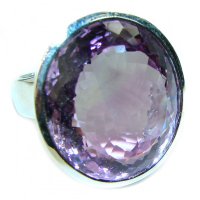 45.5 CT Spectacular Amethyst.925 Sterling Silver Handcrafted Large Ring size 6