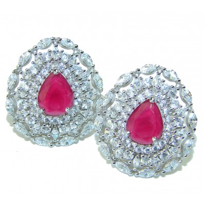 Spectacular 12.5 carat Ruby .925 Sterling Silver handcrafted earrings