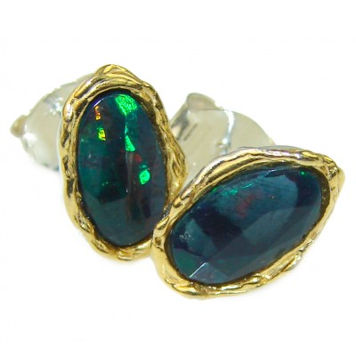New Universe Black Opal 2 tones .925 Sterling Silver handcrafted earrings
