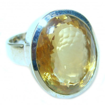 Authentic Citrine .925 Sterling Silver handmade Cocktail Ring s. 5