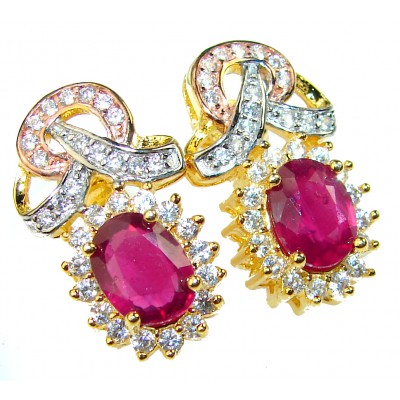 Very Unique Ruby 14K Gold over .925 Sterling Silver handcrafted earrings