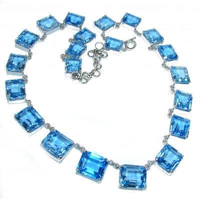 A Wild Ocean genuine Swiss Blue Topaz .925 Sterling Silver handmade necklace