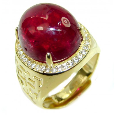 Authentic Ruby 14K Gold over .925 Sterling Silver Statement handcrafted Ring size 8 adjustable