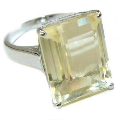 28.8 carat Genuine Lemon Quartz .925 Sterling Silver handcrafted ring size 6