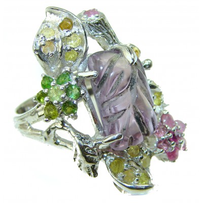 18.5 Carat Authentic African Amethyst .925 Sterling Silver Handcrafted Large Ring size 8 3/4