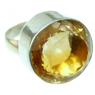 Authentic Citrine .925 Sterling Silver handmade Cocktail Ring s. 8